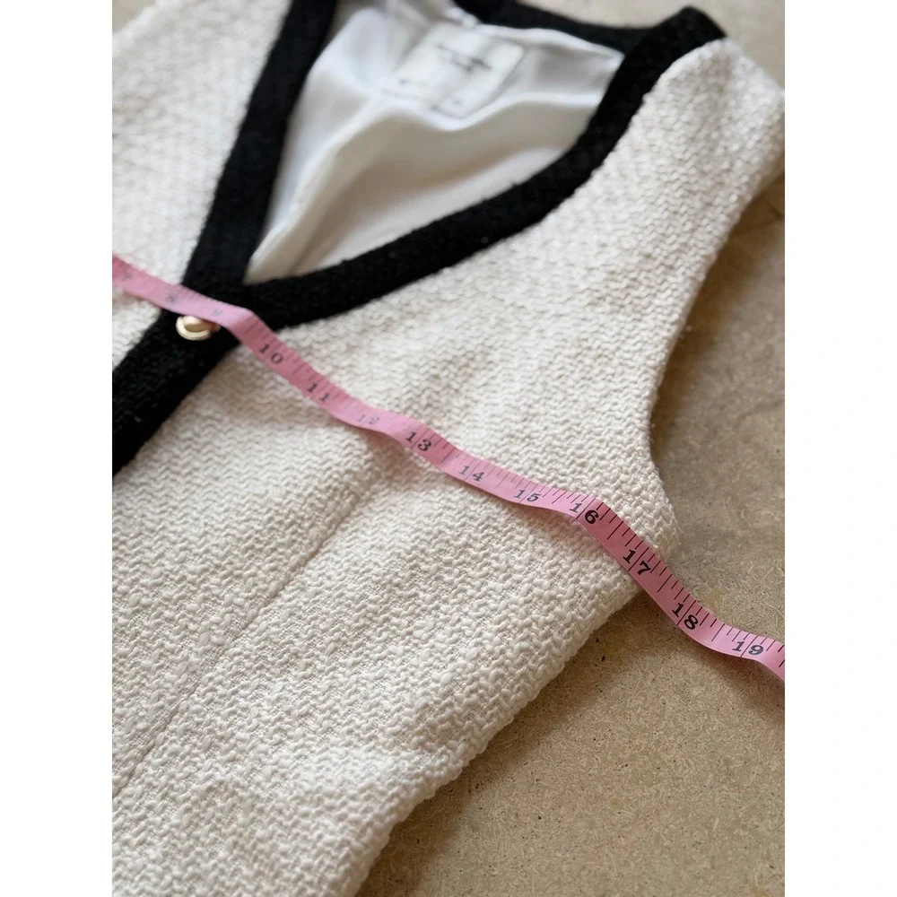 Clean Girl Abercrombie & Fitch Tweed Mini Dress White Black Gold Button S - Picture 9 of 10